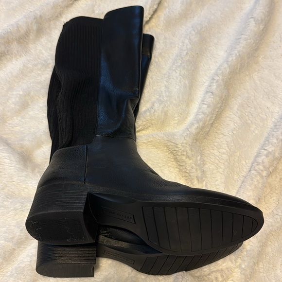 NEW! Kenneth Cole Black Levon Leather & Rib Knit Knee Boot - Size 9 - Picture 7 of 16